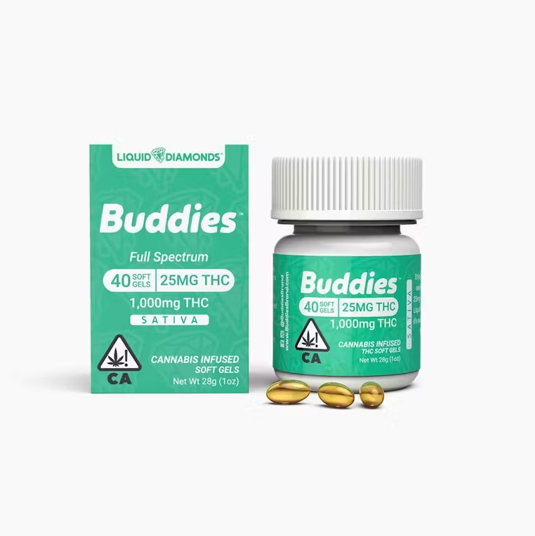 Photograph of product: BUDDIES - Capsules - 25MG - 40CT - Oui'd - Liquid Live Resin - 1000MG
