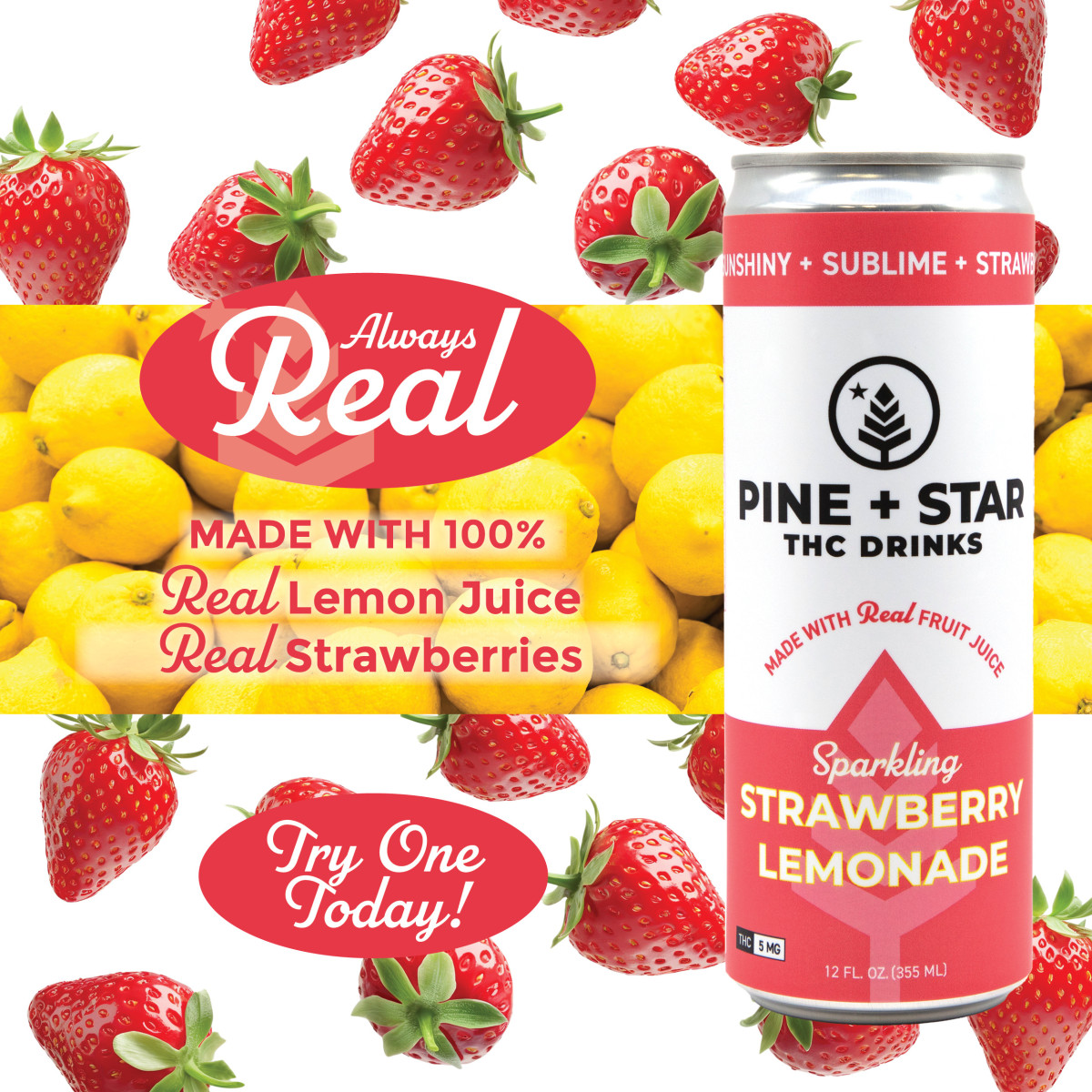 Photograph of Product: Drink | Strawberry Lemonade | 5mg | Pine + Starr