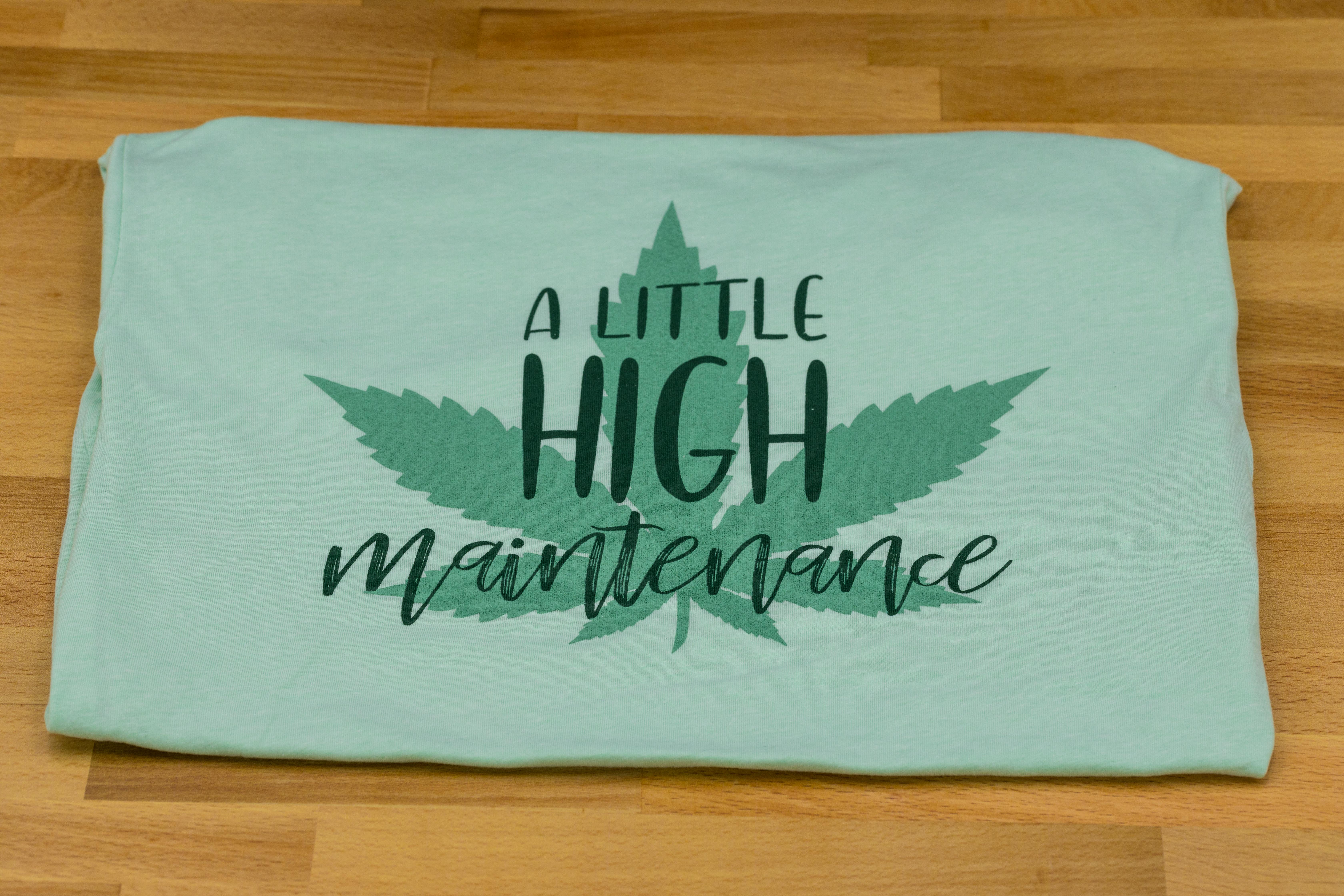 Photograph of product: T-Shirt. XS. Mint. A Little High Maintenance. Caniba