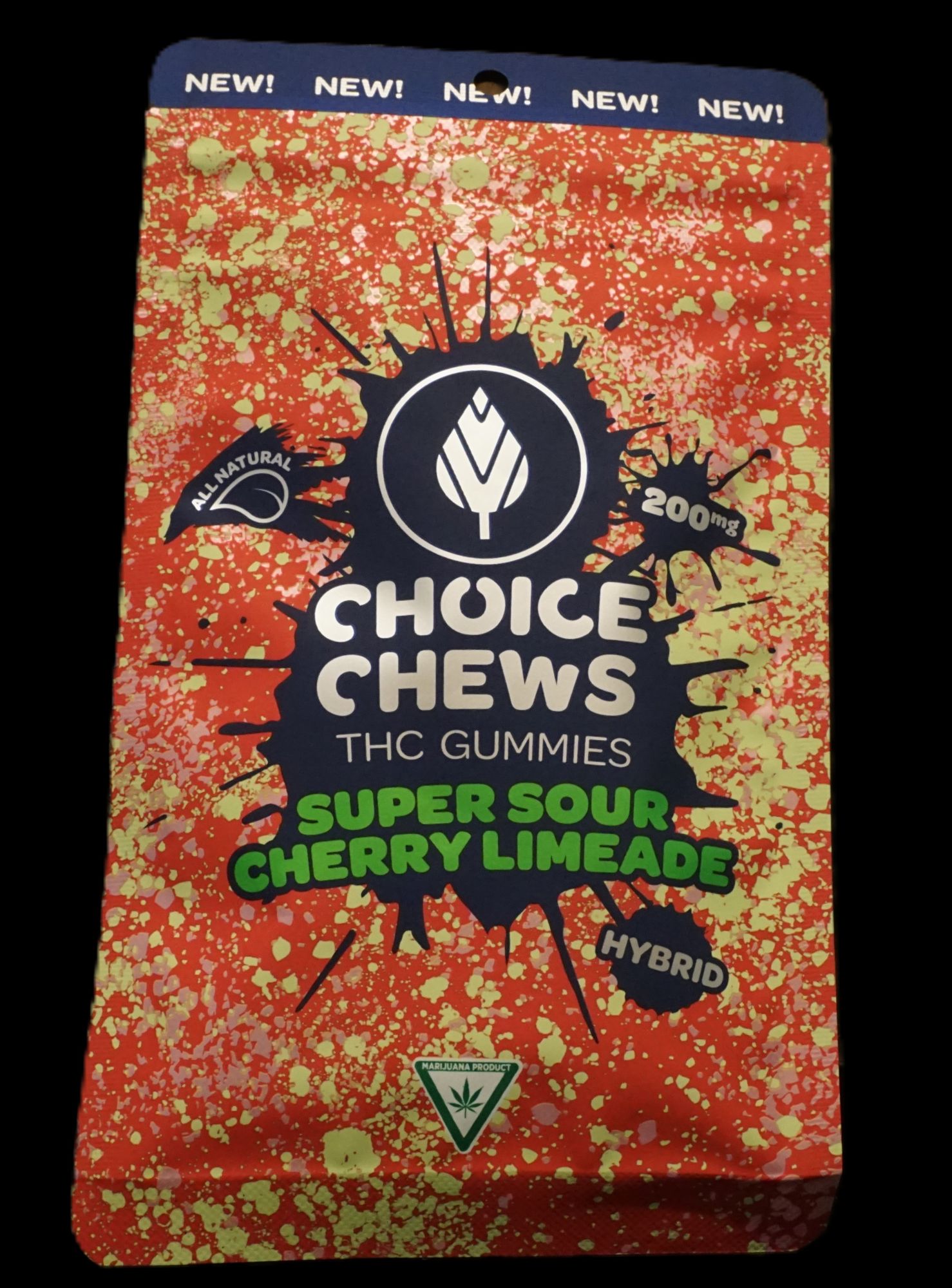 Photograph of product: Choice - 200mg Gummies - Super Sour Cherry Limeade (Hybrid)