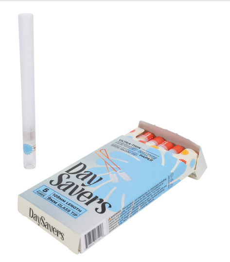 Photograph of product: DAYSAVERS KING SIZE PREROLLED TUBES W/ GLASS FILTER TIP 5PK