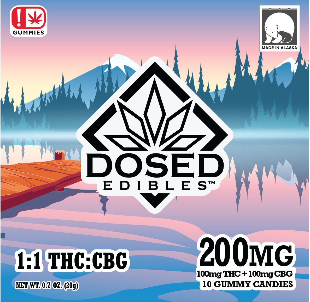 Photograph of product: Dosed | 1:1 TH-oui:CBG | 200 mg | 10 pk
