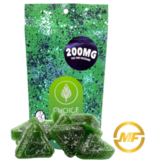 Photograph of product: Choice | Super Sour Razz Apple Chews | 200mg