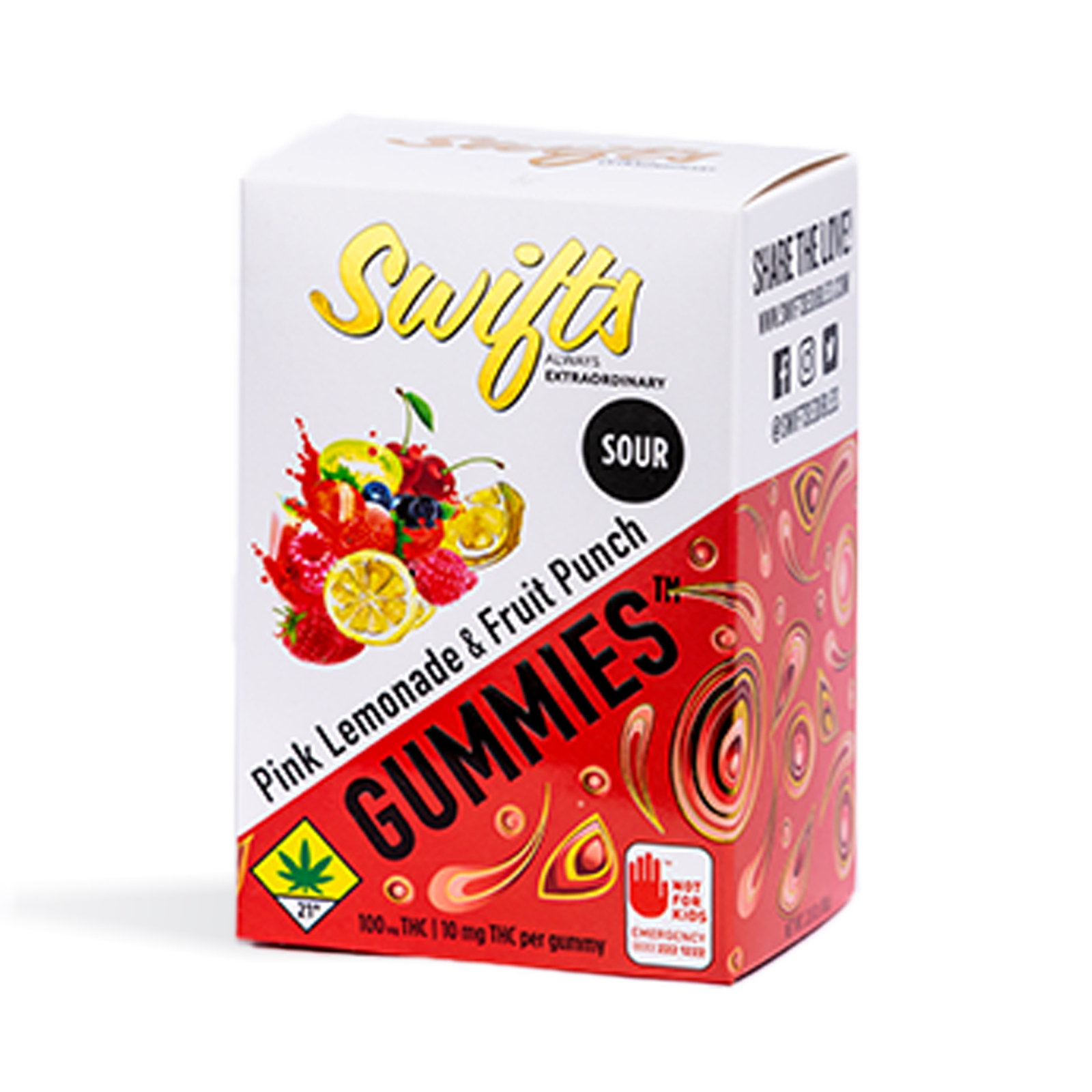 Photograph of product: Sour Pink Lemonade & Fruit Punch Gummies 10pk | 100mg