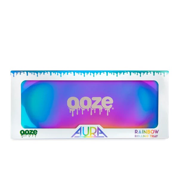 Photograph of product: Ooze Rolling Tray - Metal Aura Rainbow - Large