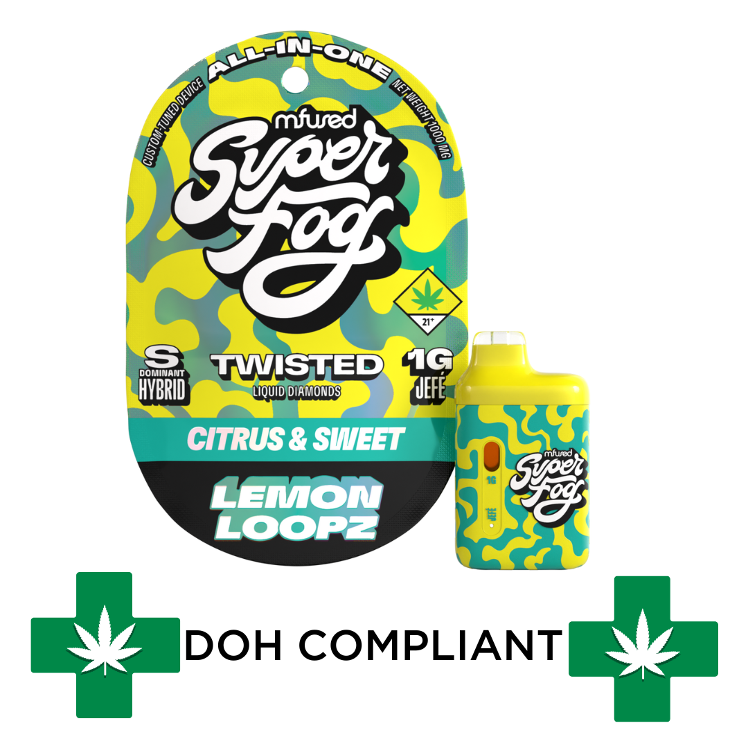 Photograph of product: DOH | Lemon Loopz Super Fog Twisted Disposable Cartridge | 1g