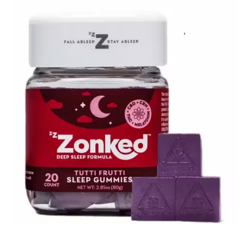 Photograph of product: ZZZONKED - Tooti Frutti Deep Sleep Gummies 5mg 20 pack