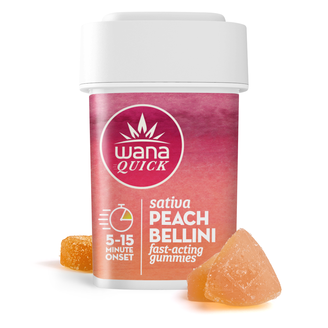 Photograph of product: Peach Bellini (S) - 100mg Quick Gummies - Wana