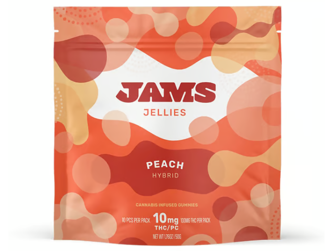 Photograph of product: Jams Jellies - Gummies - Peach 10ct (100mg)