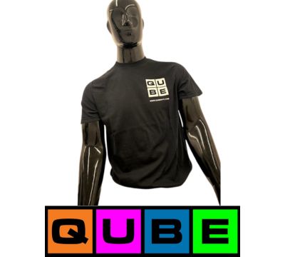 Photograph of product: Qube | Black Shirt | Design & Logo | Medium