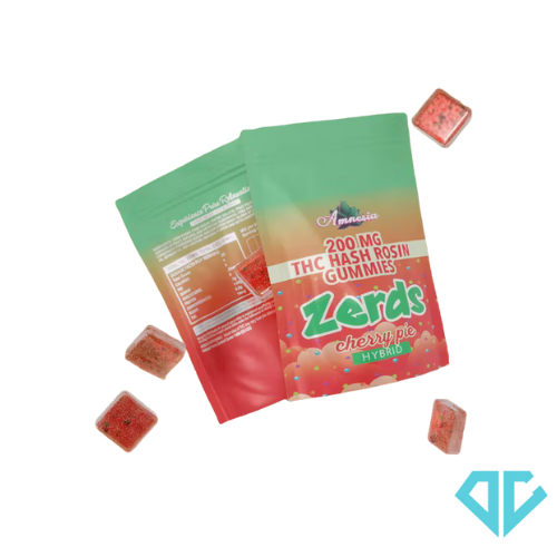 Photograph of product: Amnesia Zerdz Cherry Pie au chocolat Rosin Gummies 200mg