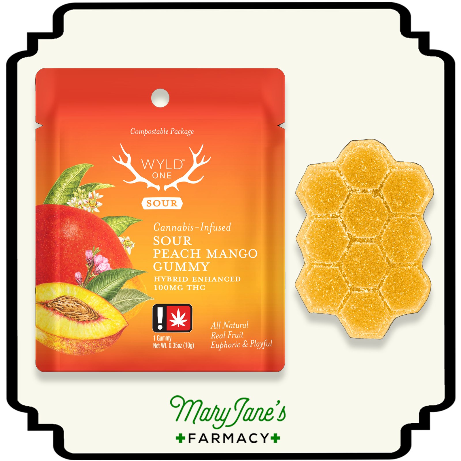 Photograph of product: Sour Peach Mango Hybrid Enhanced Gummy | 100mg