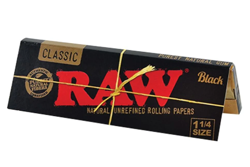 Photograph of product: Raw 1 1/4 Black Classic Papers