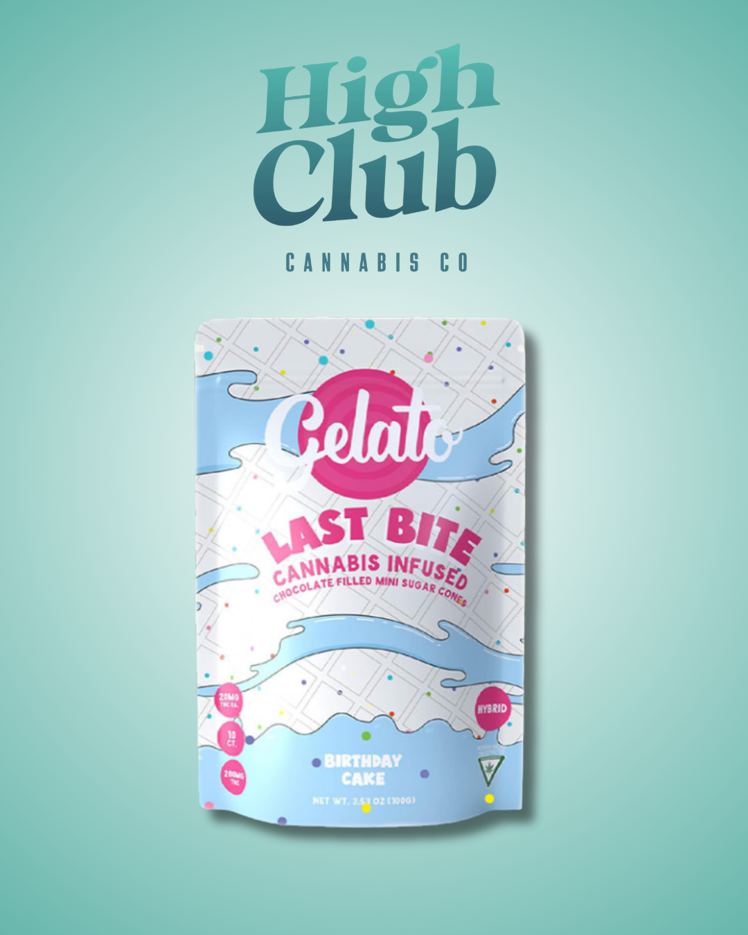 Photograph of product: Gelato Last Bite Cones | Birthday Cake | 200MG Edibles