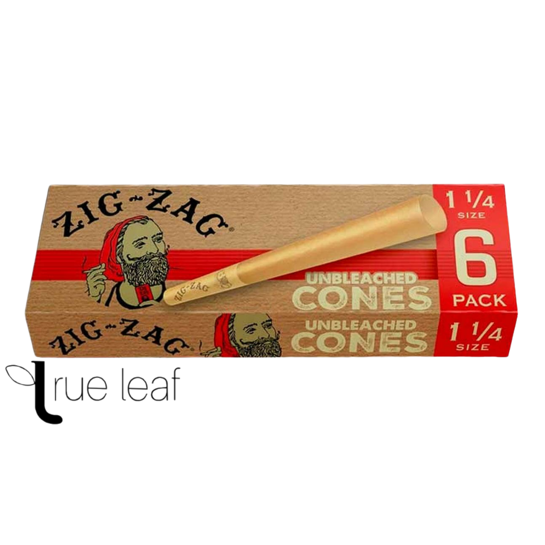 Photograph of product: Zig Zag | Unbleached 1-1/4 Cones | 6 Pack
