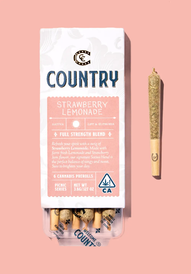 Photograph of product: Strawberry Lemonade [S] Full Strength Pre-Rolls (6pk) | Country