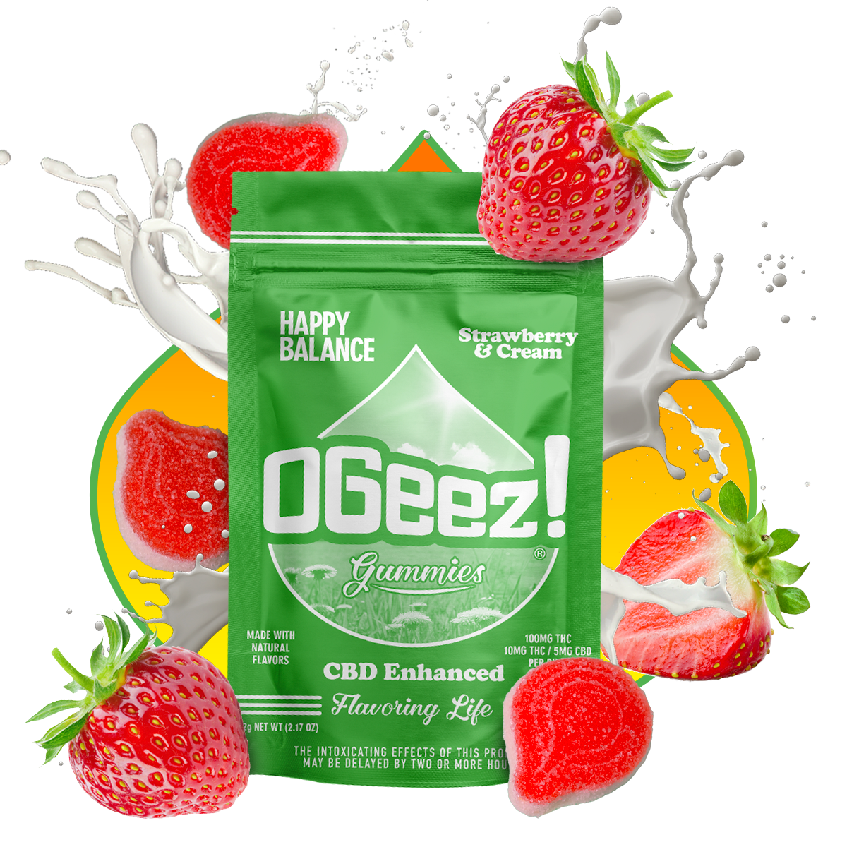 Photograph of product: Happy Balance Strawberries and Cream - 1:1 TH-oui/CBD - 10 Pack