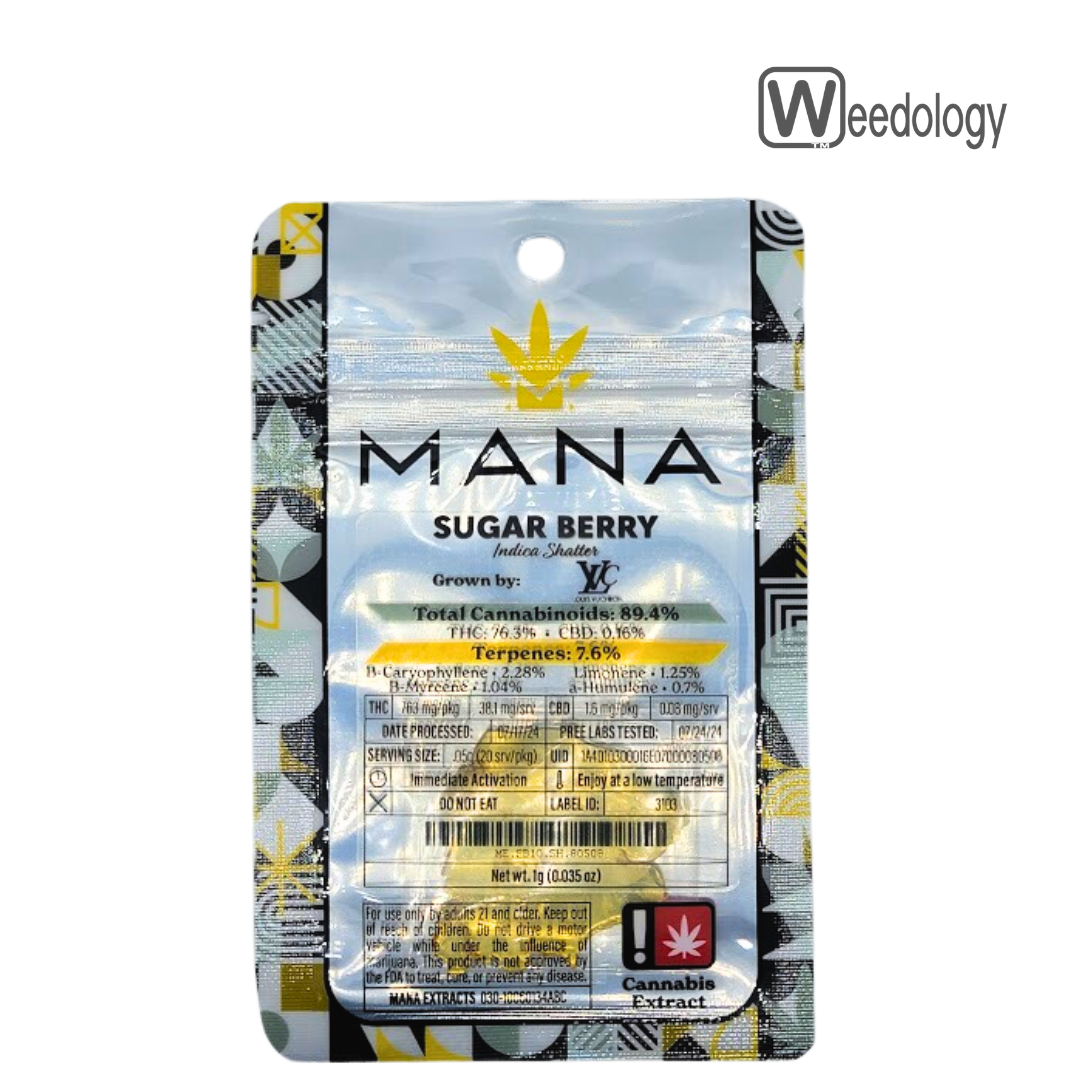 Photograph of Product: Mana Extracts 1g SUGAR BERRY Shatter