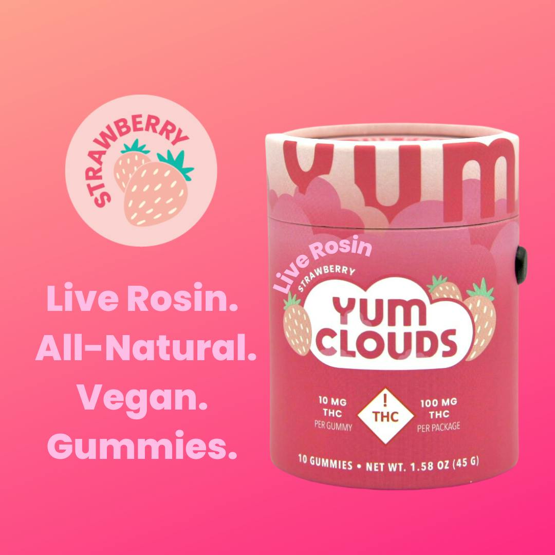Photograph of product: Yum Clouds Gummies - Strawberry - 100 mg