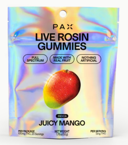 Photograph of product: PAX - Summer Mango - Live Rosin Gummies ~ Oui'd [5mg/20pc]