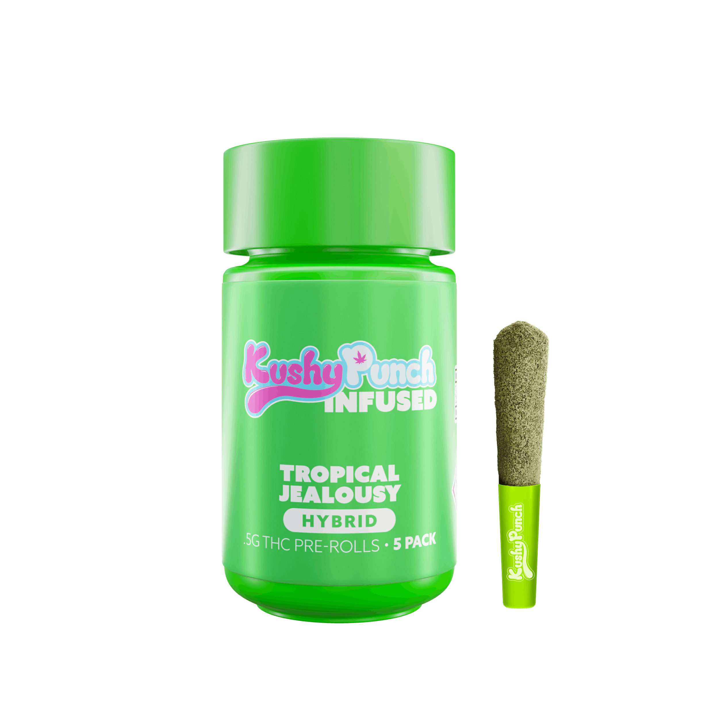 Photograph of product: Kushy Punch Tropic Jealousy Infused Mini 5pk Prerolls (2.5g)