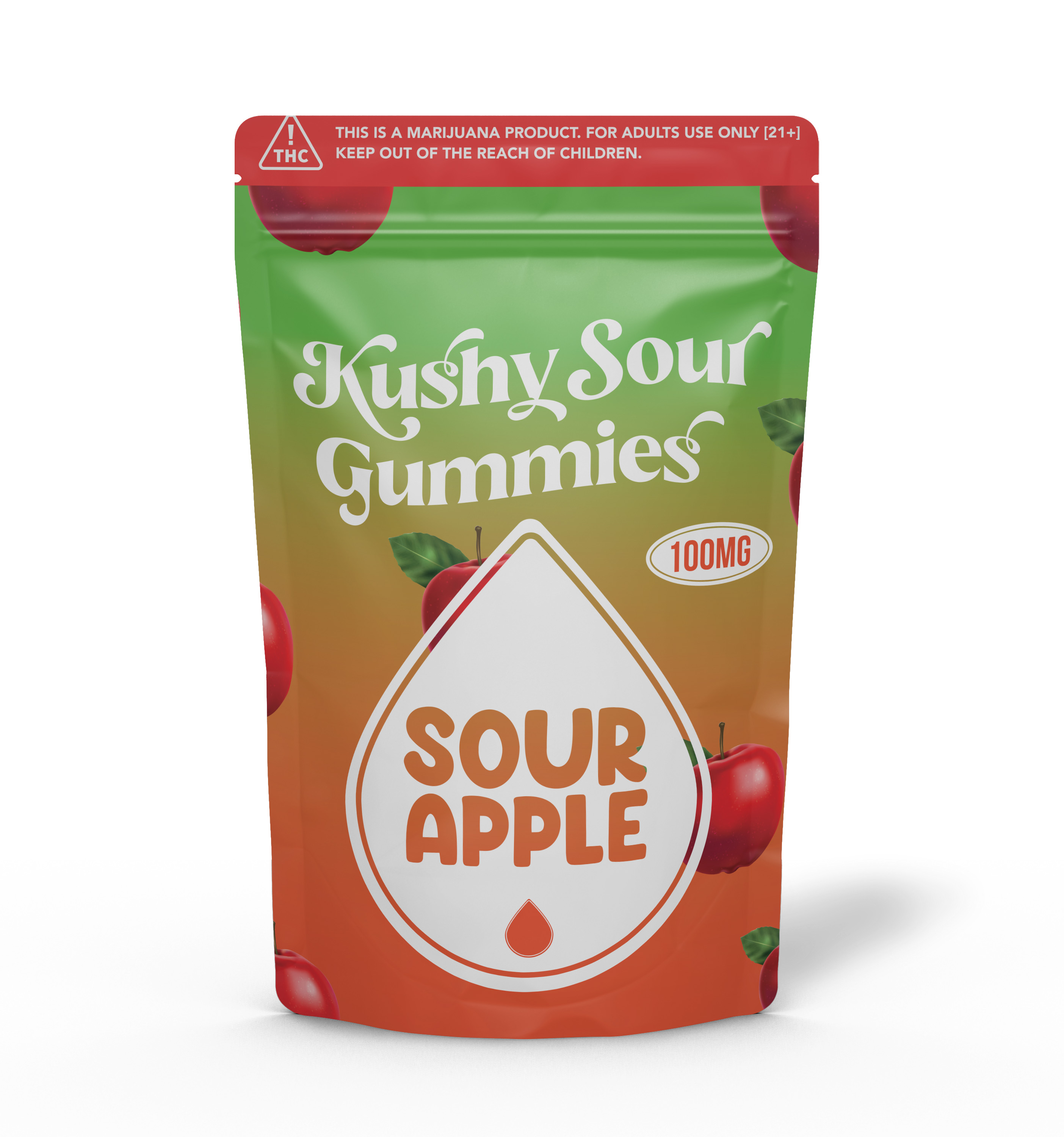 Photograph of product: Kushy Sour | Sour Apple | Gummy 100 mg [#68]