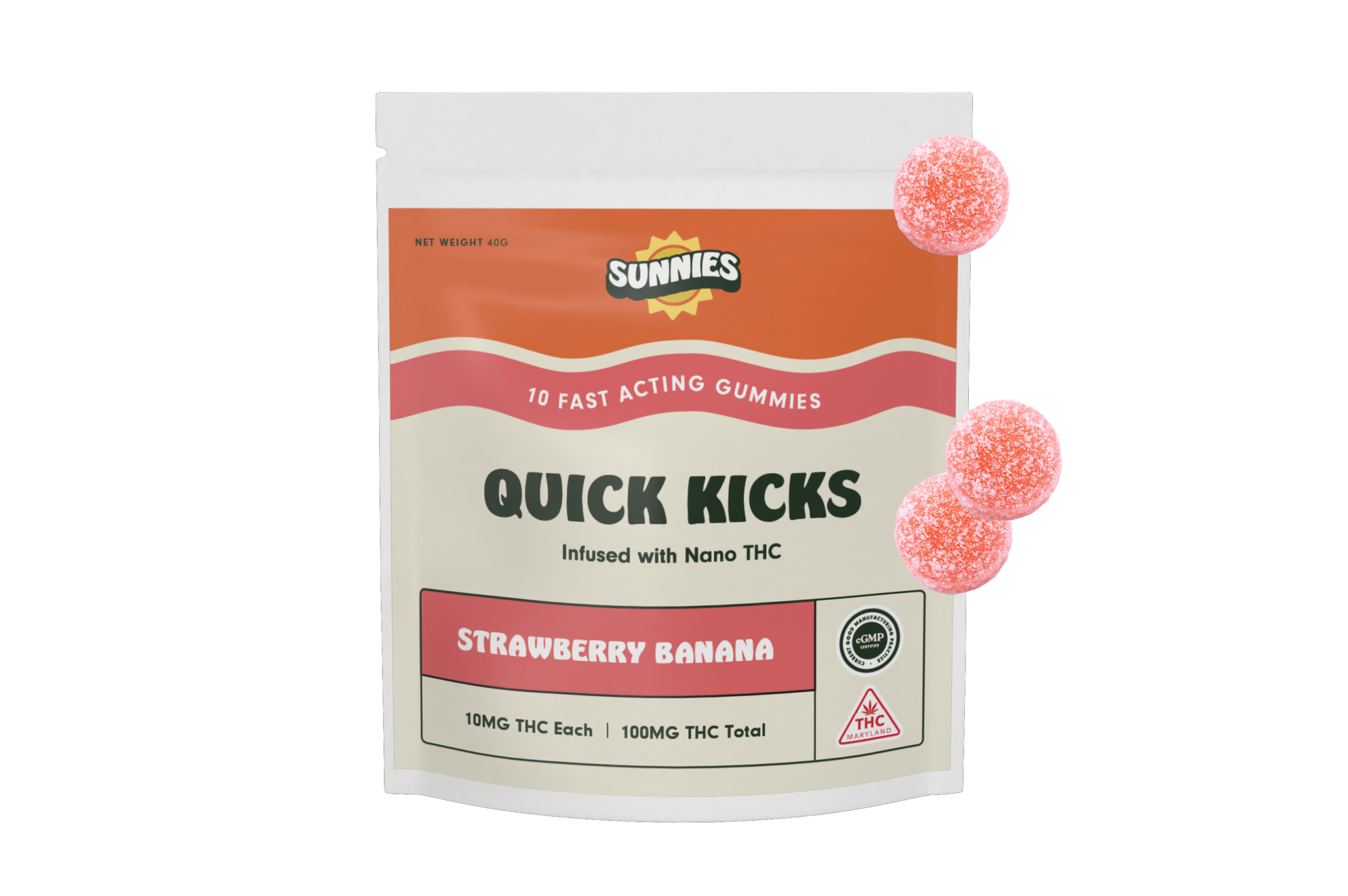 Photograph of product: SunMed: Sunnies - Nano Strawberry Banana Chews 100mg