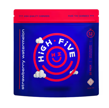 Photograph of product: HIGH FIVE 100MG STRAWBERRY WATERMELON GUMMIES