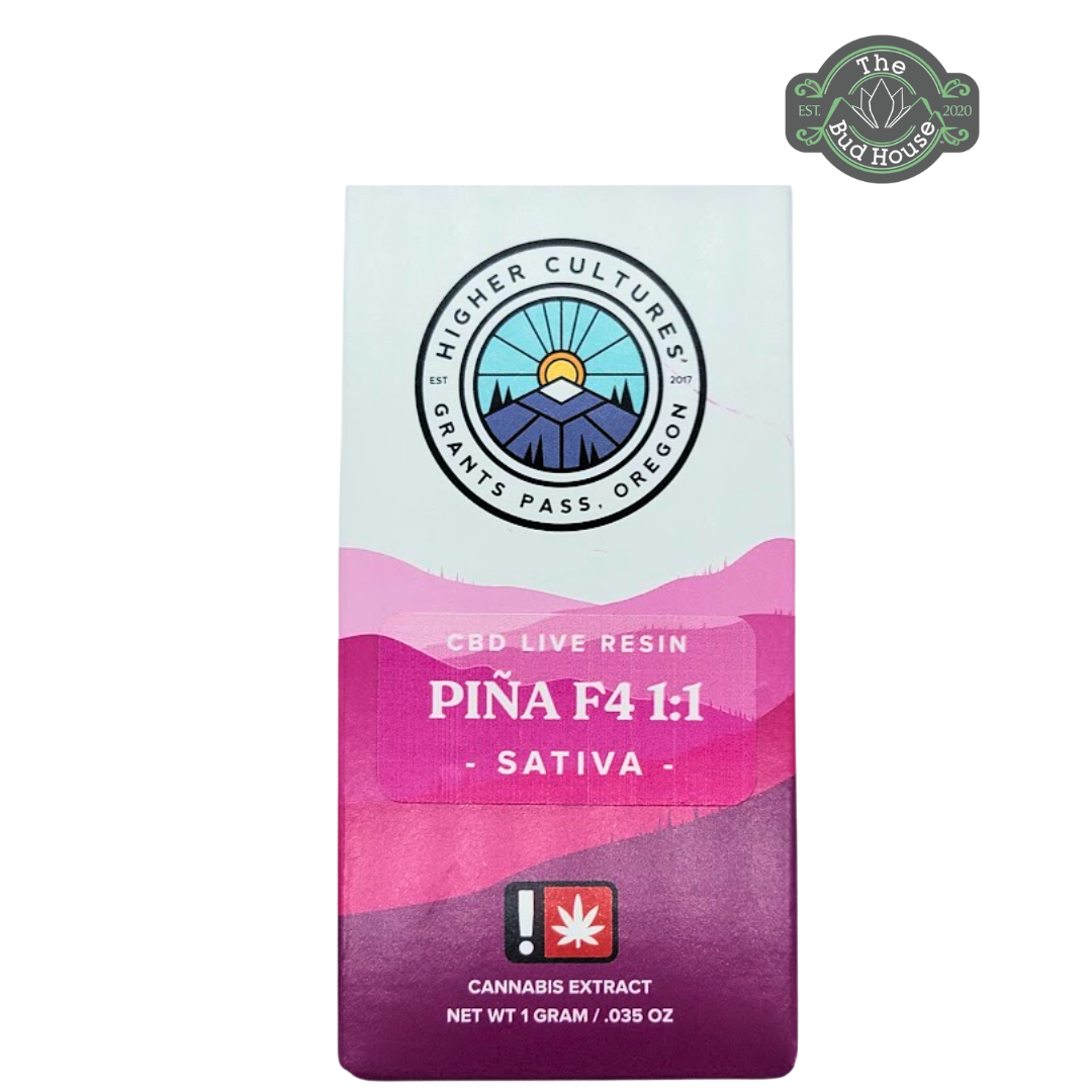 Photograph of product: Higher Cultures 1g CBD PINA F4 1:1 LR Vape Cartridge