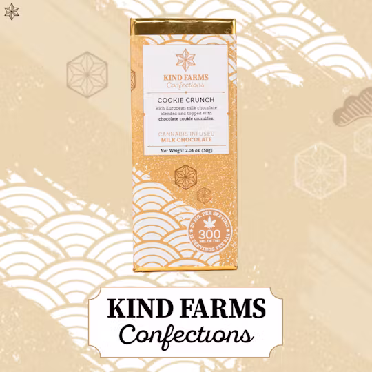 Photograph of product: Kind Farms | Cookie Crunch Chocolate Bar 300mg