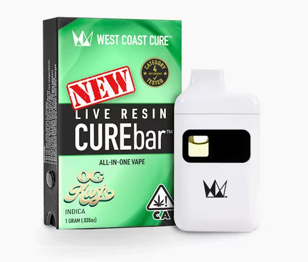 Photograph of product: West Coast Cure OG Kush Live Resin CUREbar 2.0 AIO 1g