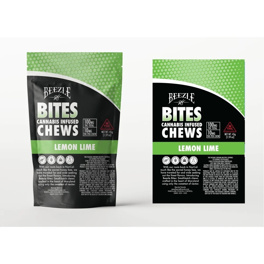 Photograph of product: Beezle Bites 100mg 10ct Lemon Lime
