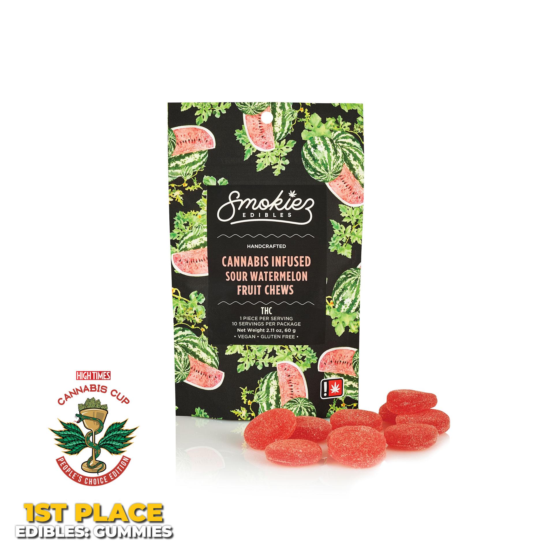 Photograph of product: Smokiez | 100mg | Sour Watermelon (Hybrid) Gummies | 10pk