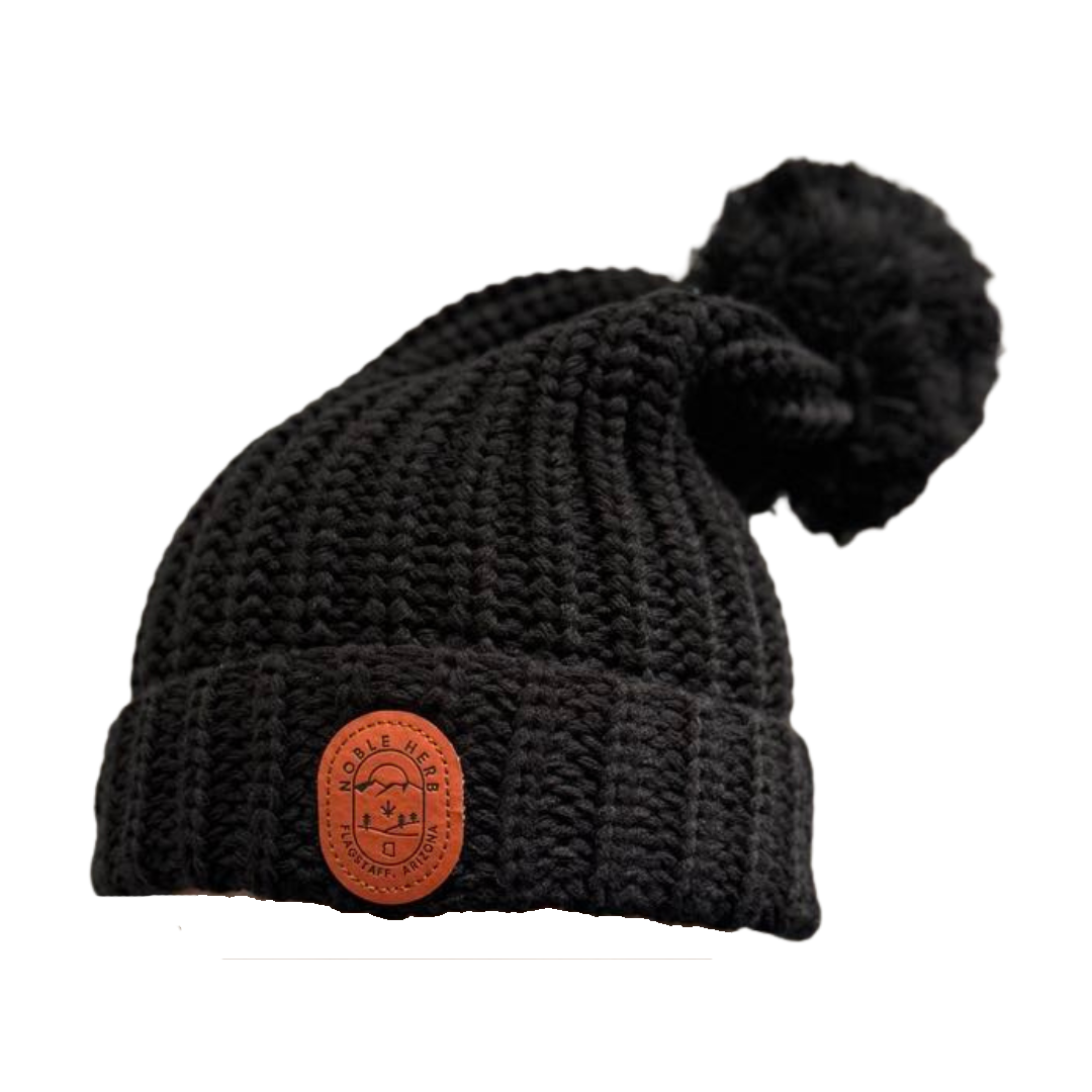 Photograph of product: Chunky Cable With Cuff & Pom Beanie Black