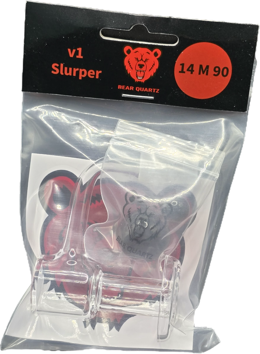 Photograph of product: Bear Quartz | 90 Degree 14mm Male V1 Slurper Set | Banger
