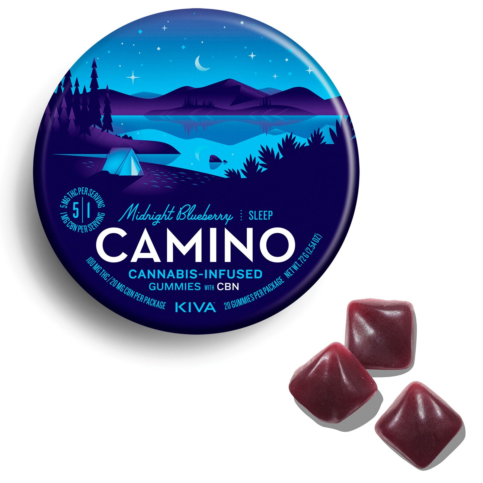 Photograph of product: Camino - Midnight Blueberry "Sleep" CBN - 100mg (20 Chews)
