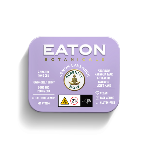 Photograph of product: Eaton Botanicals | Serenity Now - Lemon Lavender - 1:4 50mg TH-oui: 200mg CBD | 20pk