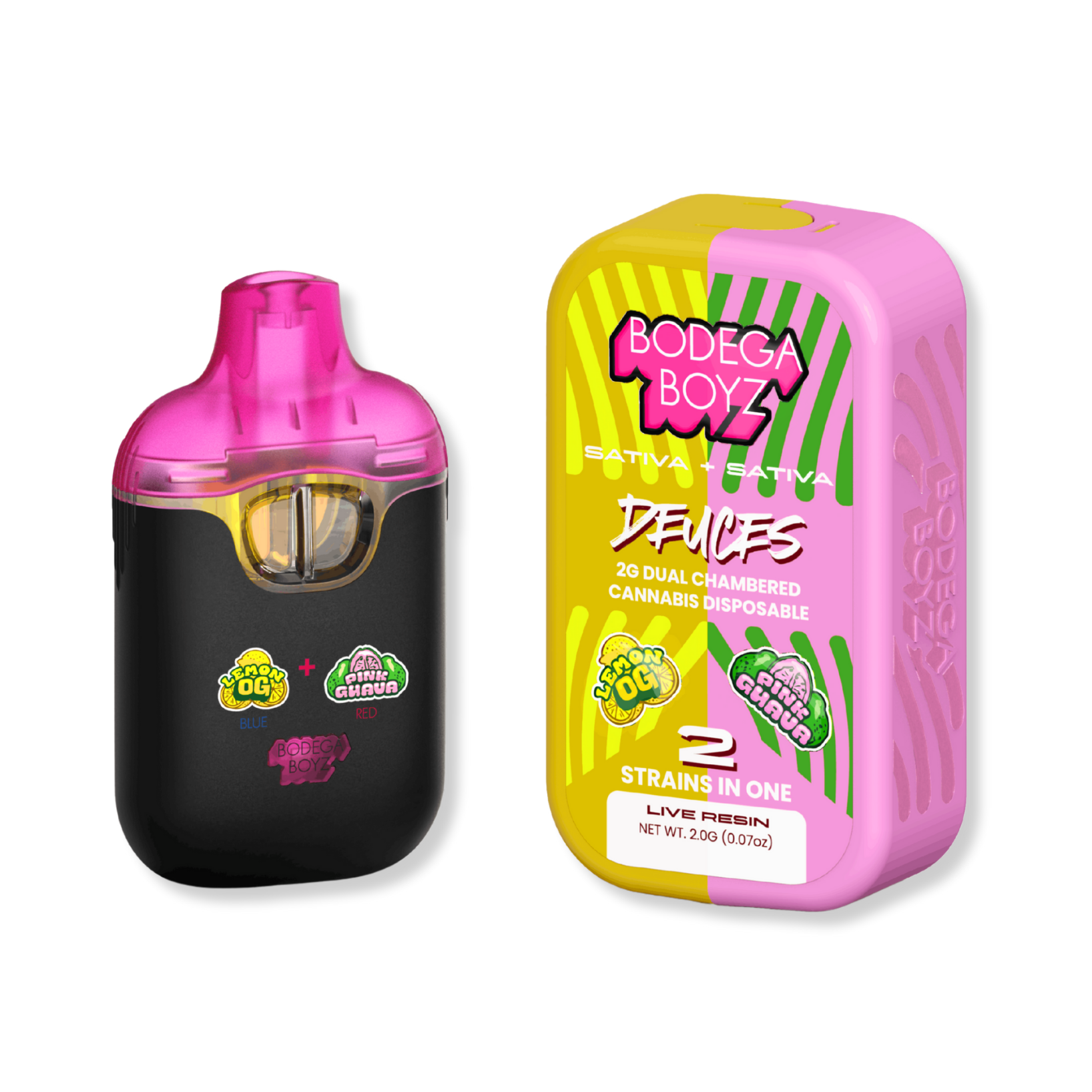 Photograph of product: Bodega Boyz - Lemon OG x Pink Guava Disposable Vape - 2g