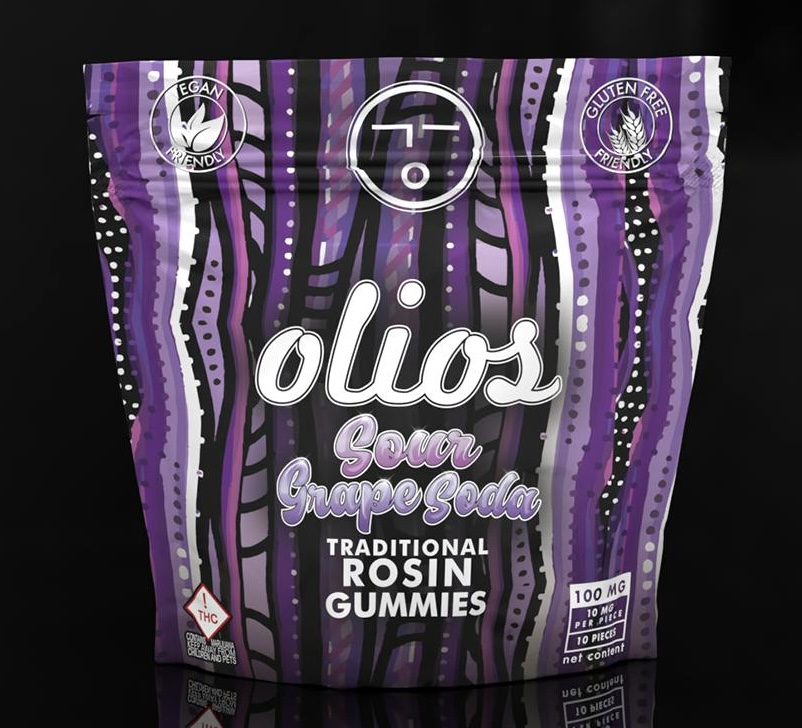 Photograph of product: Sour Grape Soda Rosin Gummies