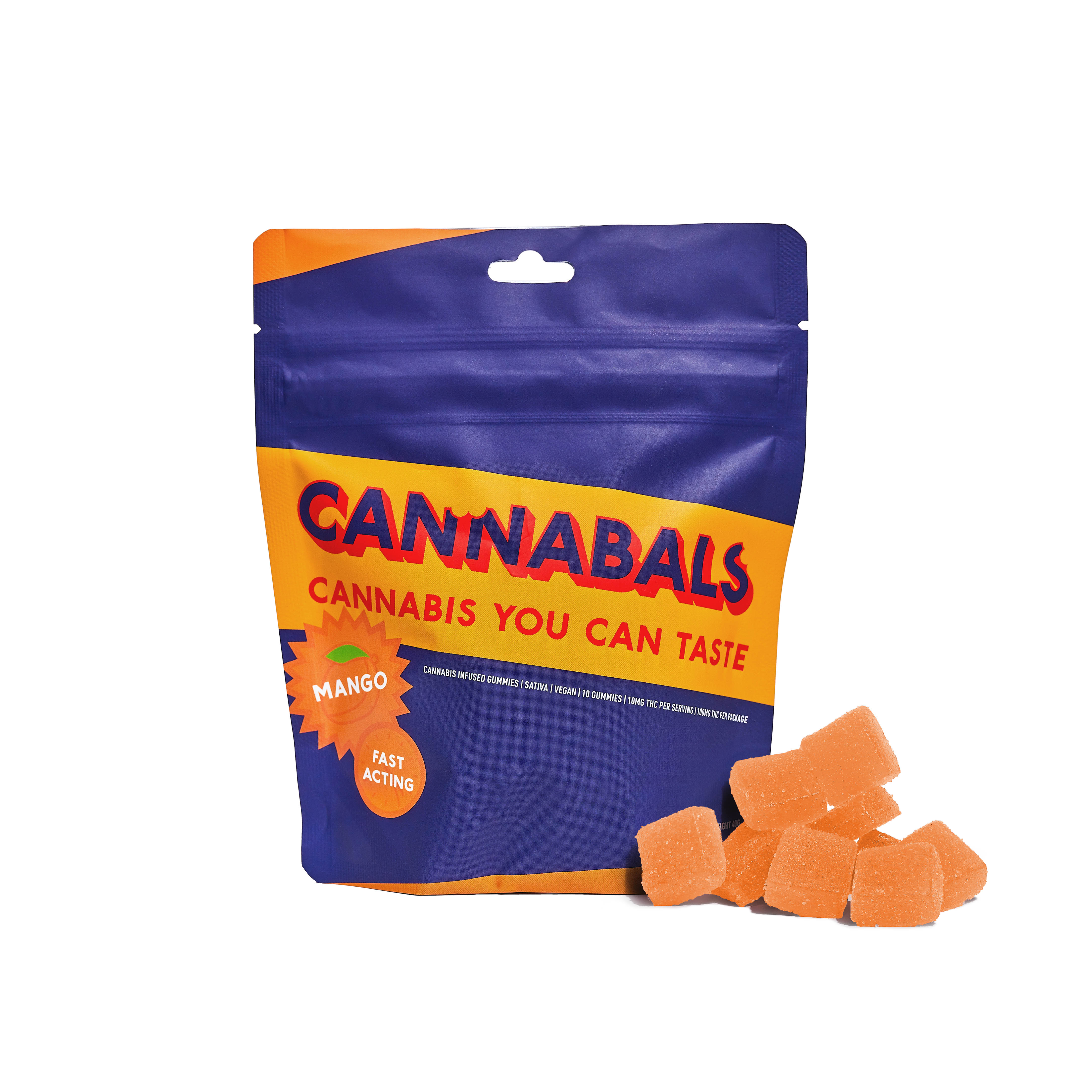 Photograph of product: 10-Pack Fast-Acting Gummies 100mg - Mango