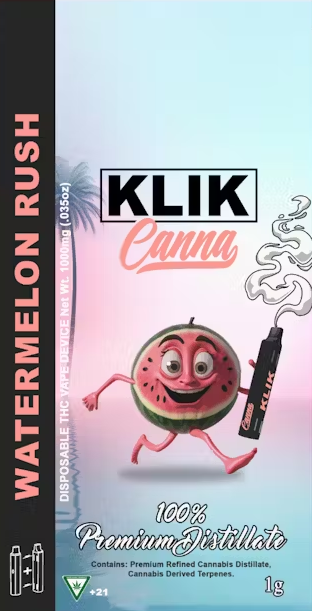 Photograph of product: Klik Canna/ Watermelon Rush/ 1G Disposable