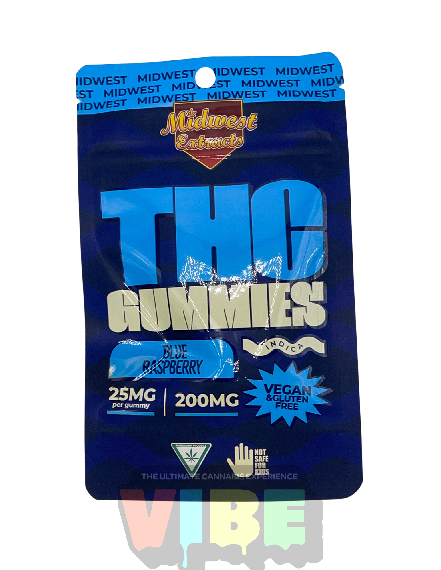 Photograph of product: Midwest Extracts | Blue Raspberry | 200mg Gummies | REC