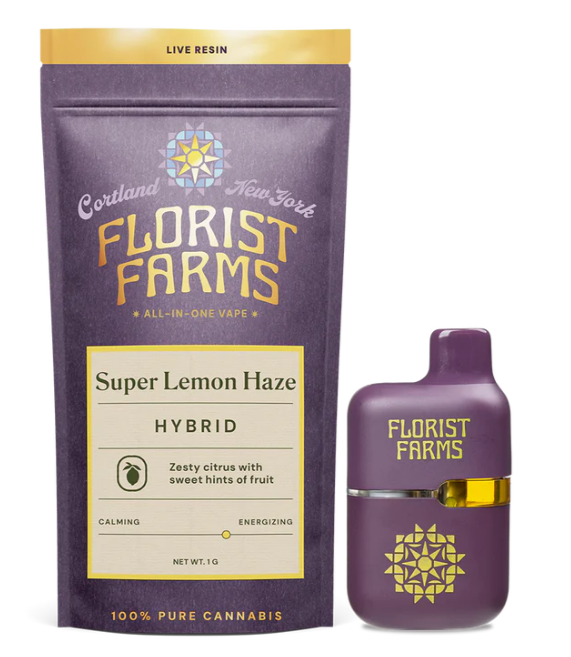 Photograph of product: Florist Farms | Super Lemon Haze | Live Resin All-in-One Vape