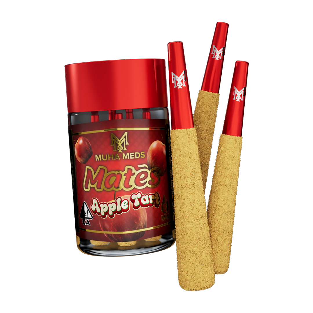 Photograph of product: Muha Meds Mates 5x0.6g Infused Pre Roll Pack | Apple Tart - Hybrid