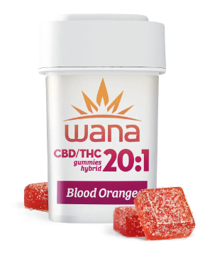 Photograph of product: Wana: Blood Orange 20:1 | Soft Lozenges | 10mg THC | 200mg CBD | 10pk