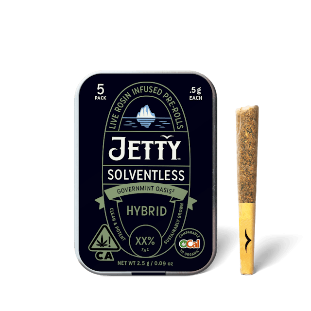 Photograph of product: Governmint Oasis x Banana Bomb | .5g x 5pk Rosin Infused Pre-rolls