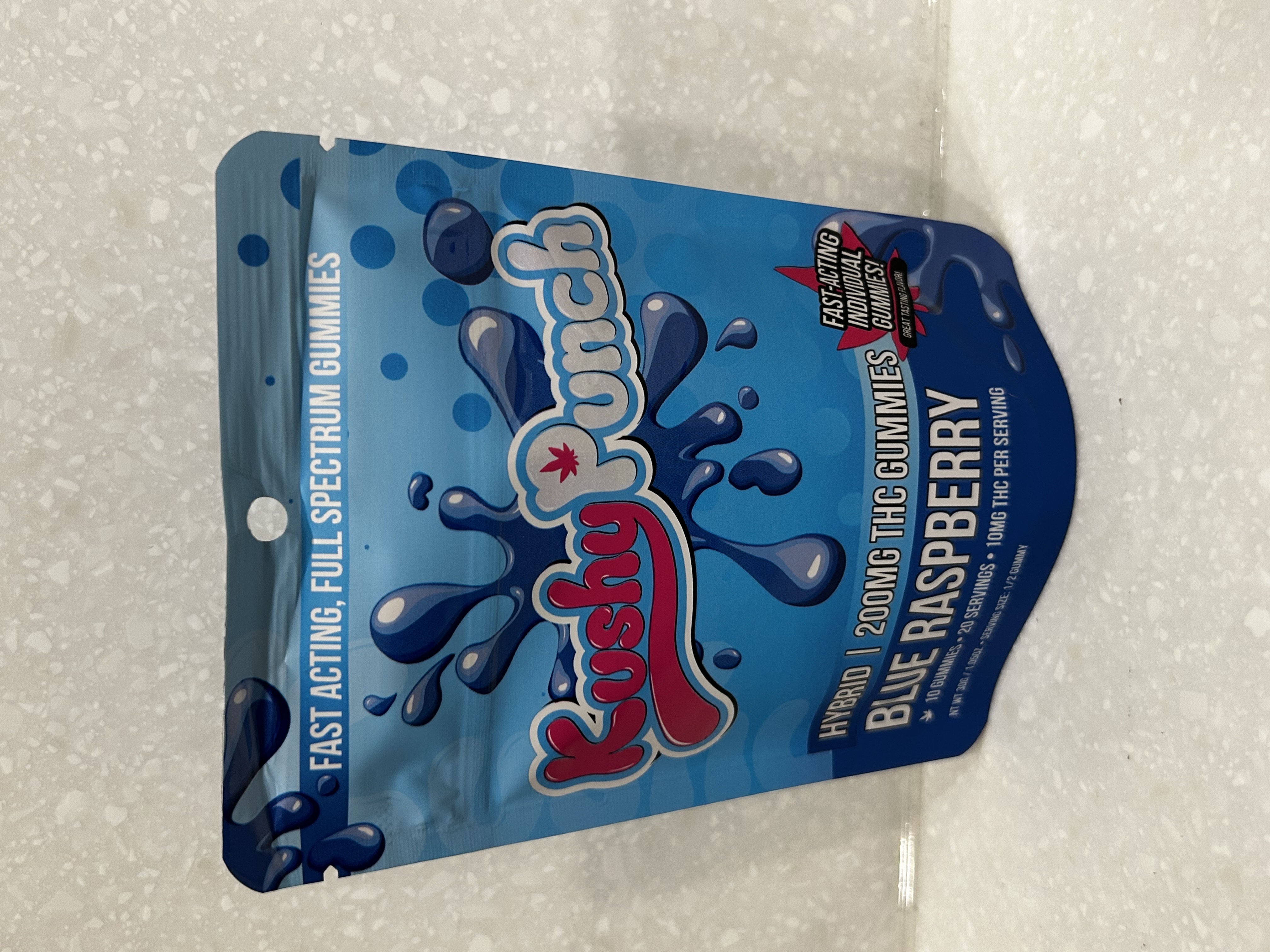 Photograph of product: Kushy Punch | Full Spectrum Gummy | Blue Raspberry | 200mg
