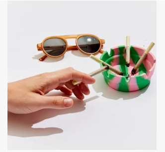 Photograph of product: Edie Parker | Diner Ashtray | Early Bird | Green