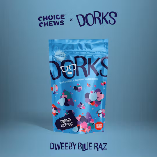 Photograph of product: Dorks Dweeby Blue Raz Gummy Clusters | 100mg | 20ct (S)