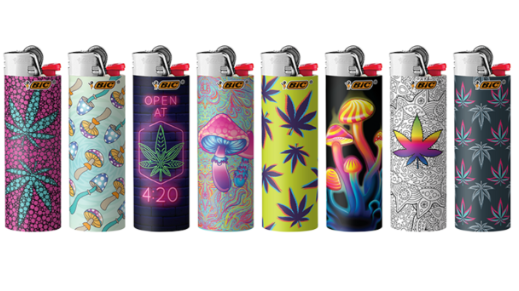 Photograph of product: Lighters - Bic Oui'd or Mushroom Designs